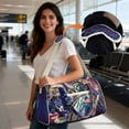 thumbnail image 3 of Garronmavis Large Quilted Duffle Bag for Women Eagle Print Weekender Bag Travel Overnight Bag Gym Dance Carry On Tote Bag with Zipper Pockets, 3 of 7