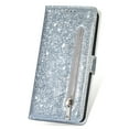 thumbnail image 6 of Ancove for iPhone 13 Wallet Case with Card Holder & Strap,Glitter Bling PU Leather Shockproof Magnetic Kickstand Zipper Pocket Flip Case Cover for Apple iPhone 13,Silver, 6 of 6