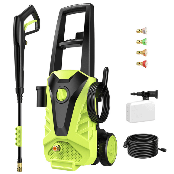 Aukfa Electric Pressure Washer, 2100PSI Max 2.0 GPM High Power Washer,5 Quick-Connect Nozzles,Soap Bottle & 23FT Hose for Home/Car Washing/Fence Cleaning/Patio,Green