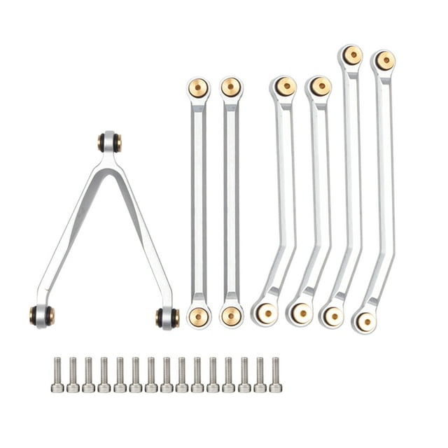 Pull Rods Kit Professional Replace Accessory Steering Accessories Aluminum Alloy RC Car Linkage Rod Set Replacement for SCX24 Silver