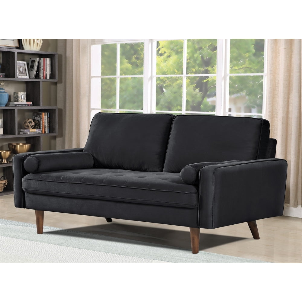 US Pride Furniture Monahan 58''W Velvet Tufted Loveseat, Black