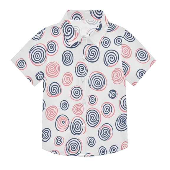 Dailycode Small Short Sleeve Button Down Shirts Hand Drawn Swirl Doodle Casual Shirt 3-10 Years