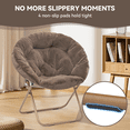 thumbnail image 6 of Magshion Set of 2 Saucer Chair Soft Faux Fur Folding Accent Chair, Lounge Lazy Chair Moon Chair Seat with Metal Frame for Bedroom Living Room, Beige, 6 of 10