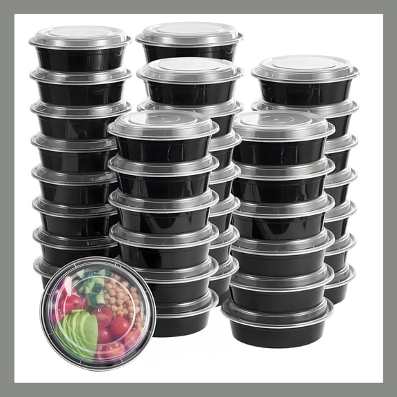 Meal Prep Containers Round [10 Set] x [32 oz] with Lids, 1 compartment, Stackable, Reusable, Leakproof, Food Safe, Microwave, Freezer & Dishwasher Safe for Food Prep Storage (10 Set, 32 oz)