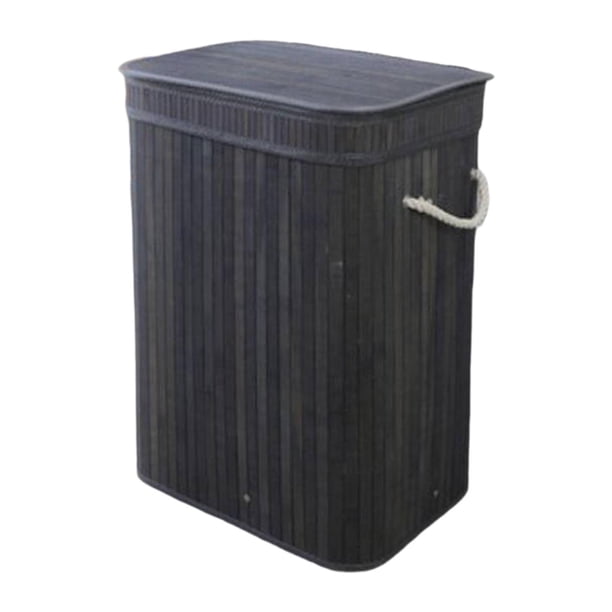 Cesta de bambú para la ropa sucia con tapa, cesta de almacenamiento para dormitorio , sala de estar Gris oscuro