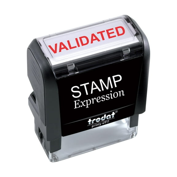 StampExpression - VALIDATED Office Self Inking Rubber Stamp - Red Ink (A-5407)