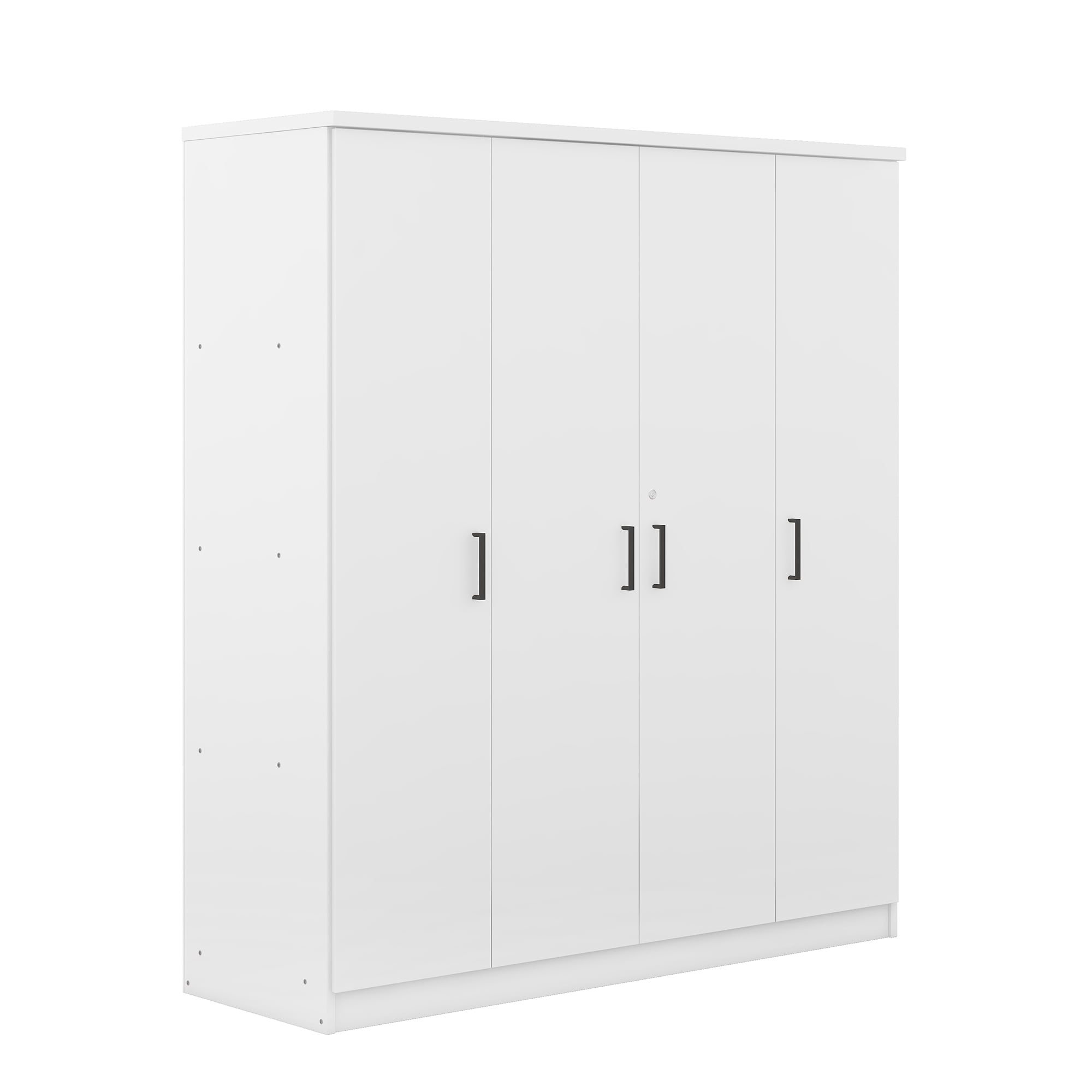 Mintazer Modern 4 Doors Storage Wardrobe with Drawer and 8 Shelves, Freestanding Closet for Apartment Bedroom, White