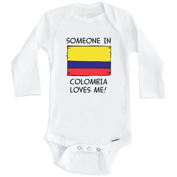 Someone In Colombia Loves Me Colombian Flag One Piece Baby Bodysuit (Long Sleeve), 0-3 Months White