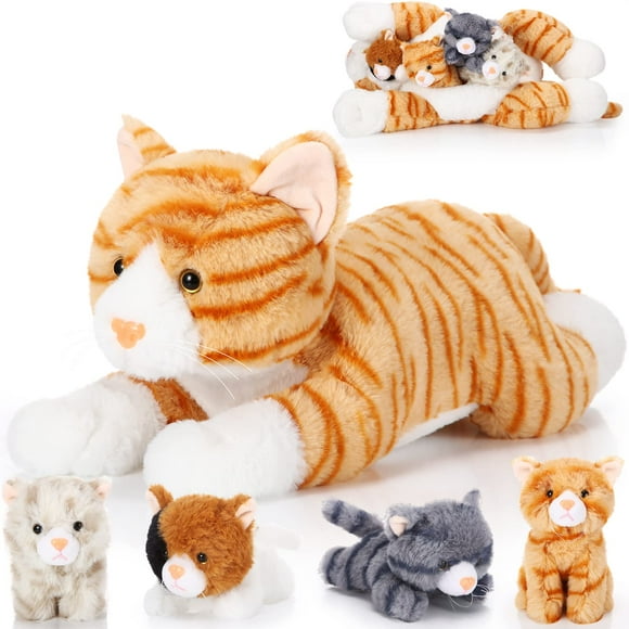 Peluche Skylety Cat con bebés en el vientre, 5 unidades