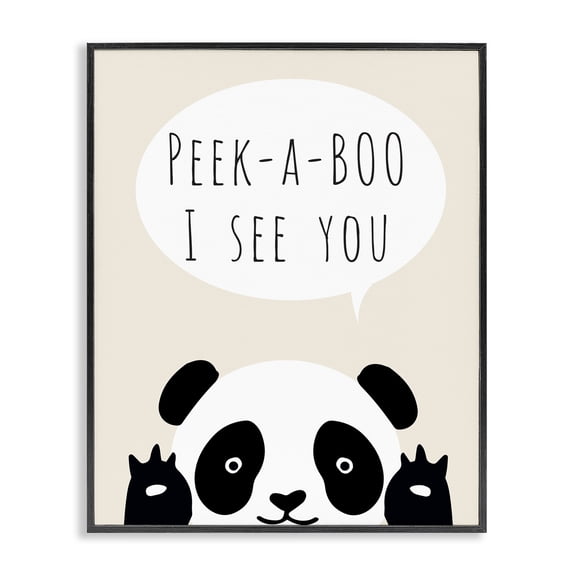 Stupell Industries Cottage Peek-a-Boo Panda Bear Black Framed Giclee Art, 11 x 14, by Chen Alyesh
