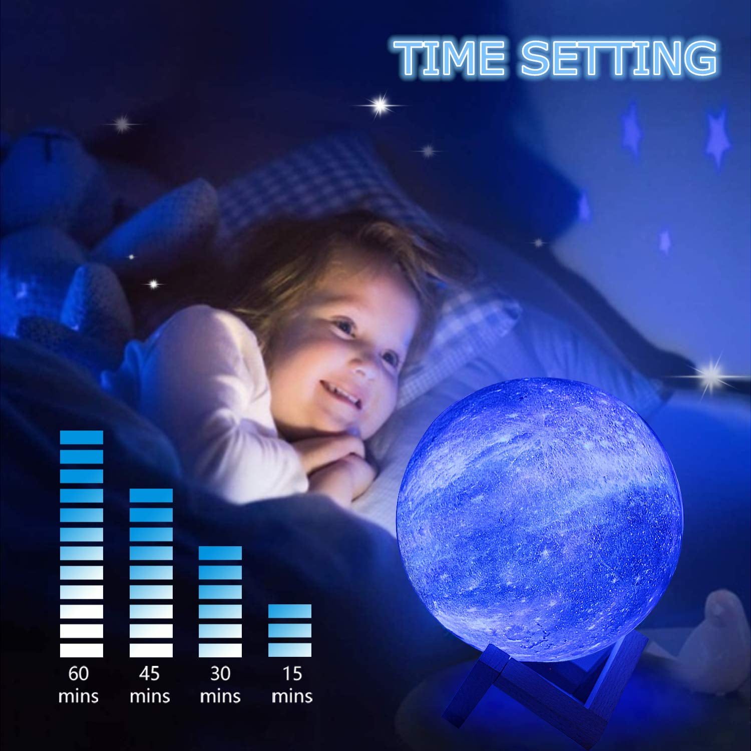 3D LED Moon Light, Remote & Touch Control Moon Night Light Gifts for Girls Boys Kids Women Birthday(4.7 inch 16 Colors)