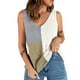 thumbnail image 1 of Camiseta sin mangas de punto con cuello en V para mujer, camisa holgada informal sin mangas con bloques de color para vacaciones de verano, 1 of 6