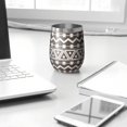 thumbnail image 3 of 12oz Stemless Wine Tumblers Brown and White Geometric Pattern Vacuum Insulated Stainless Steel Travel Tumbler Cups Mug with Lid and Straw for Champaign,Cocktail,Beer with Cleaning Brush, 3 of 5
