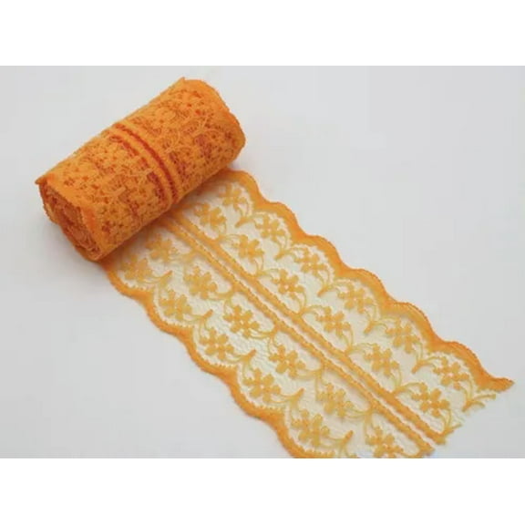 U8MO 10 Yards Bilateral Handicrafts Embroidered Lace Trim Ribbon Various Color Craft-Orange