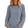 thumbnail image 5 of Yutgune Women's Striped Sweatshirt Crew Neck Long Sleeve Shirts Loose Casual Fall Top, 5 of 6