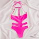 thumbnail image 4 of Gibobby Traje de baño sexy de una pieza Traje de baño Monokini de talle con control de barriga para mujer con corte cruzado en la parte delantera(Rosa,XL), 4 of 5