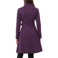 thumbnail image 3 of INSPIRE CHIC Pea Coat for Women Winter Stand Collar Button Down Mid Long Coats Outerwear with Belt S Deep Purple, 3 of 6