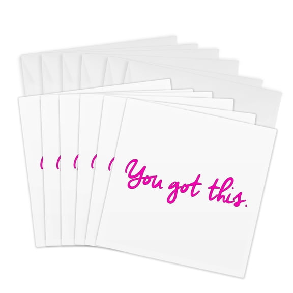 3drose, You Got This Pink, 6 Greeting Cards with Envelopes
