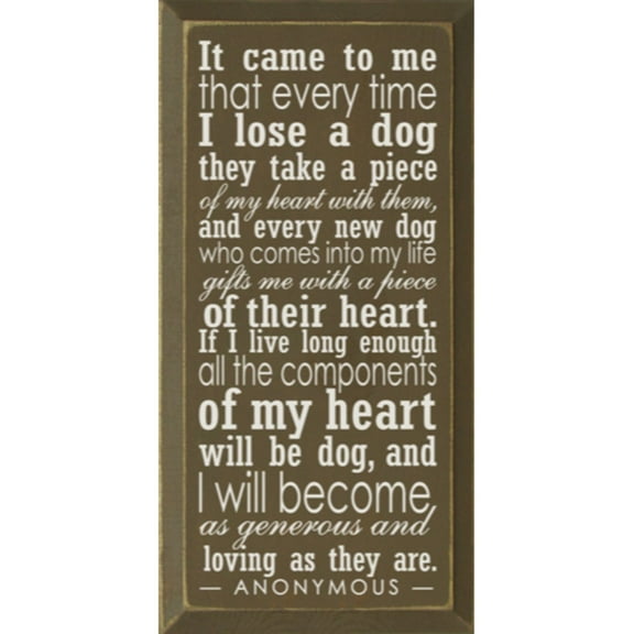 Contemporary Home Living 18" Brown and White Rectangular Dog Bereavement Wood Sign