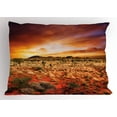 thumbnail image 1 of Desert Pillow Sham Sunset over Central Australian Landscape Dreamy Dramatic Sky Scenic Nature, Decorative Standard Size Printed Pillowcase, 26 X 20 Inches, Orange Yellow Coral, by Ambesonne, 1 of 2