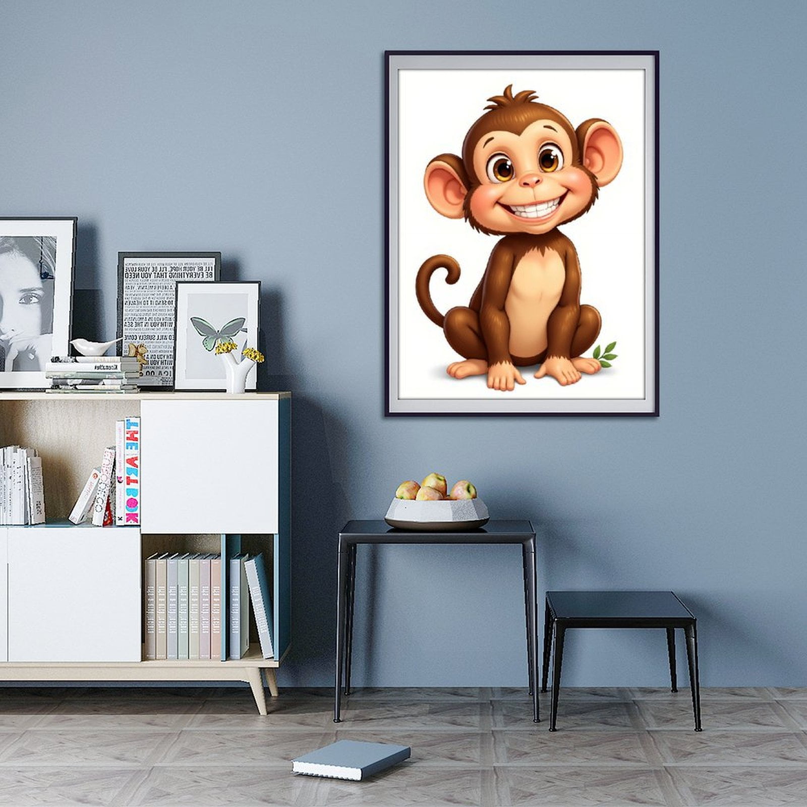 Diamond Art Kit for Adults, Cute Cartoon Monkey Smiling Diamond Painting for Adults Beginners, 5D DIY Diamond Art Painting Kits, Colorful Diamond Painting Craft for Home Decor 12x16
