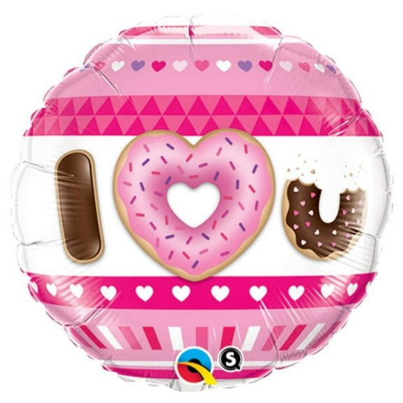 18 inch I (Heart) U Donuts Qualatex Foil Mylar Balloon - Party Supplies Decorations
