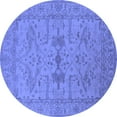 thumbnail image 1 of Ahgly Company Machine Washable Indoor Round Oriental Blue Industrial Area Rugs, 8' Round, 1 of 4