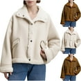 thumbnail image 6 of qucoqpe Women's Winter Faux Suede Jacket Fashion Fuzzy Fleece Lined Coat Classic Button Down Lapel Outerwear, 6 of 6