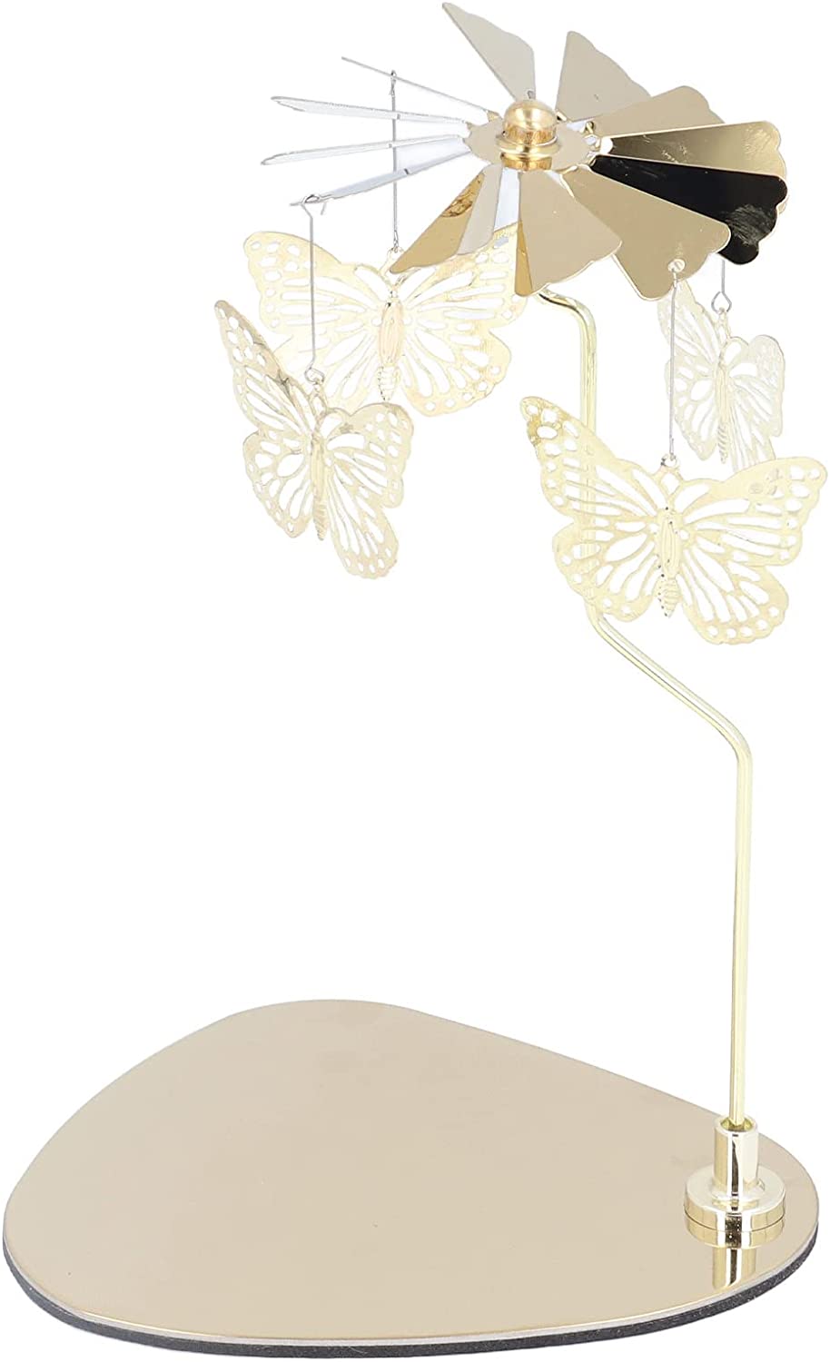 Lankey Spinning Candle Holder, Stainless Steel Tray Golden