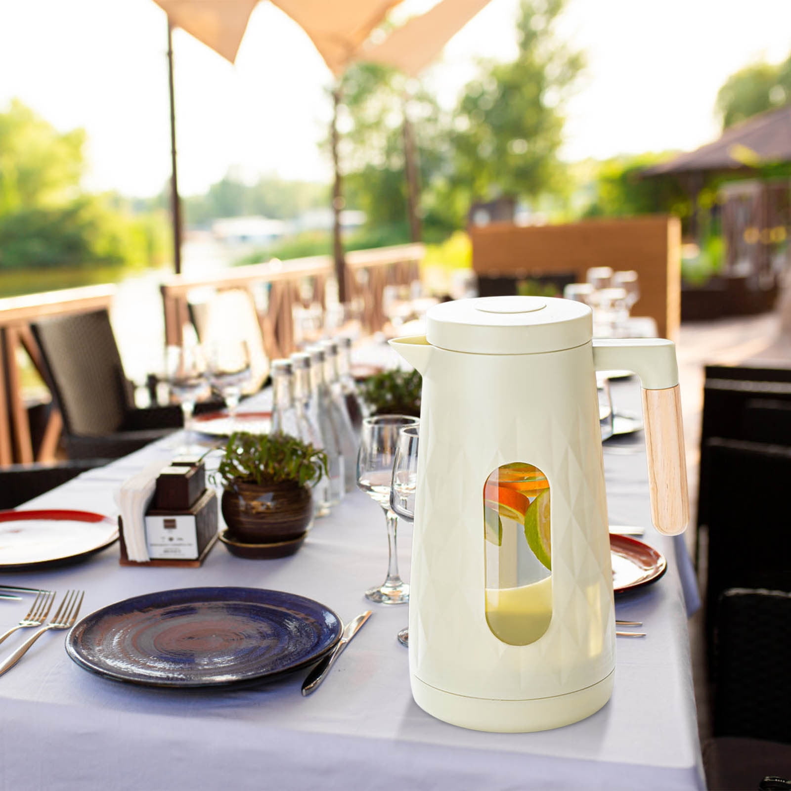 Glass Pitcher with Lid Glass Pitcher Water Pitcher Glass Water Pitcher Cold Kettle Household Cold Water Cup Large Capacity High Temperature Water Storage Summer Drink Bucket Cold Kettle