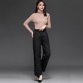 thumbnail image 3 of Autumn Winter Cotton Pants Rhombus Quilted Straight Wide Leg Long Pants with Pockets Solid Color Thickened Warm Trousers, 3 of 8