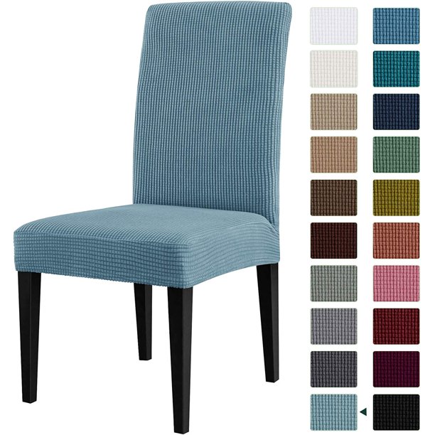 Subrtex Stretch Textured Check Dining Chair Slipcover (Set of 2, Smoky