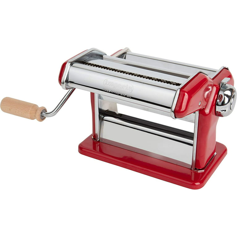 Imperia Pasta Maker Machine, Red, Made in Italy - Heavy Duty Steel  Construction w/ Easy Lock Dial & Wooden Grip Handle for Authentic & Fresh,  Homemade
