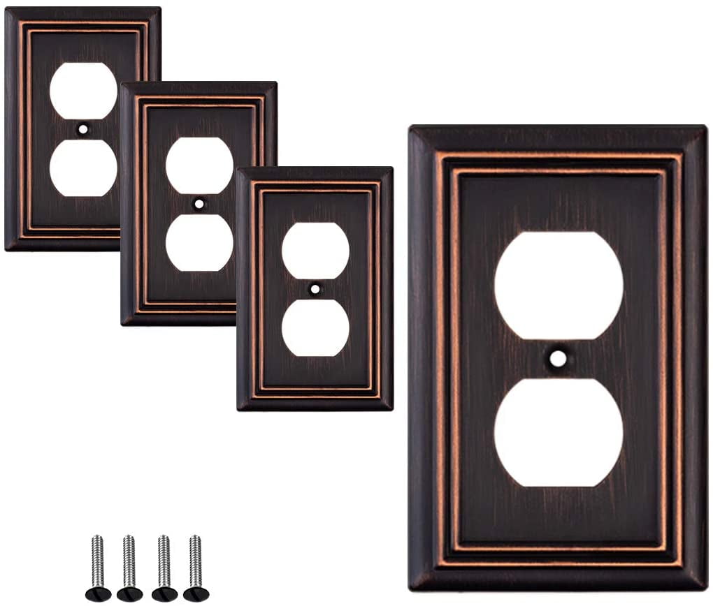 Sleeklighting 4 Pack Beveled Oil Rubbed Bronze Outlet Covers 1 Gang