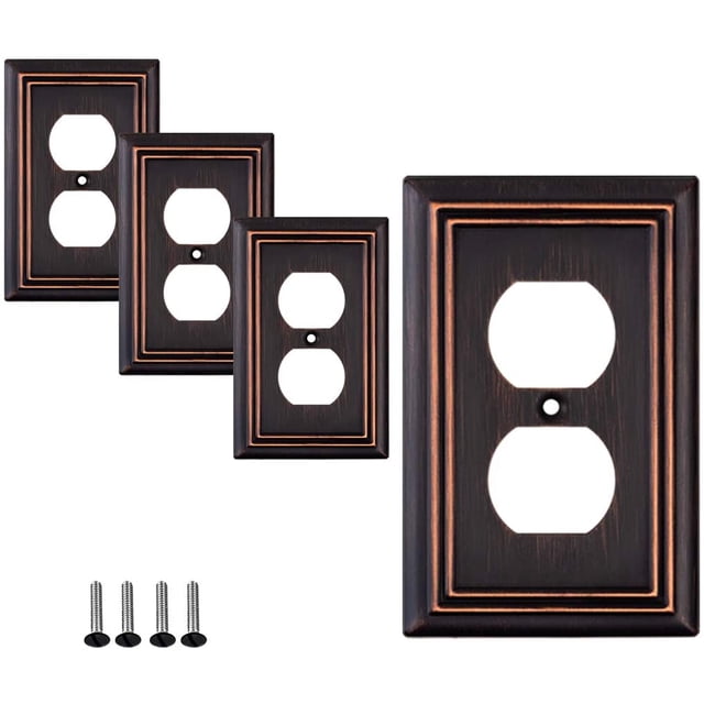 Sleeklighting 4 Pack Beveled Oil Rubbed Bronze Outlet Covers 1 Gang