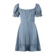 thumbnail image 4 of VISgogo Vestido de verano para mujer, vestido corto de corte bajo liso con lunares jacquard de manga corta, trajes de dobladillo con volantes de cintura alta para mujer VISgogo  moda, 4 of 9