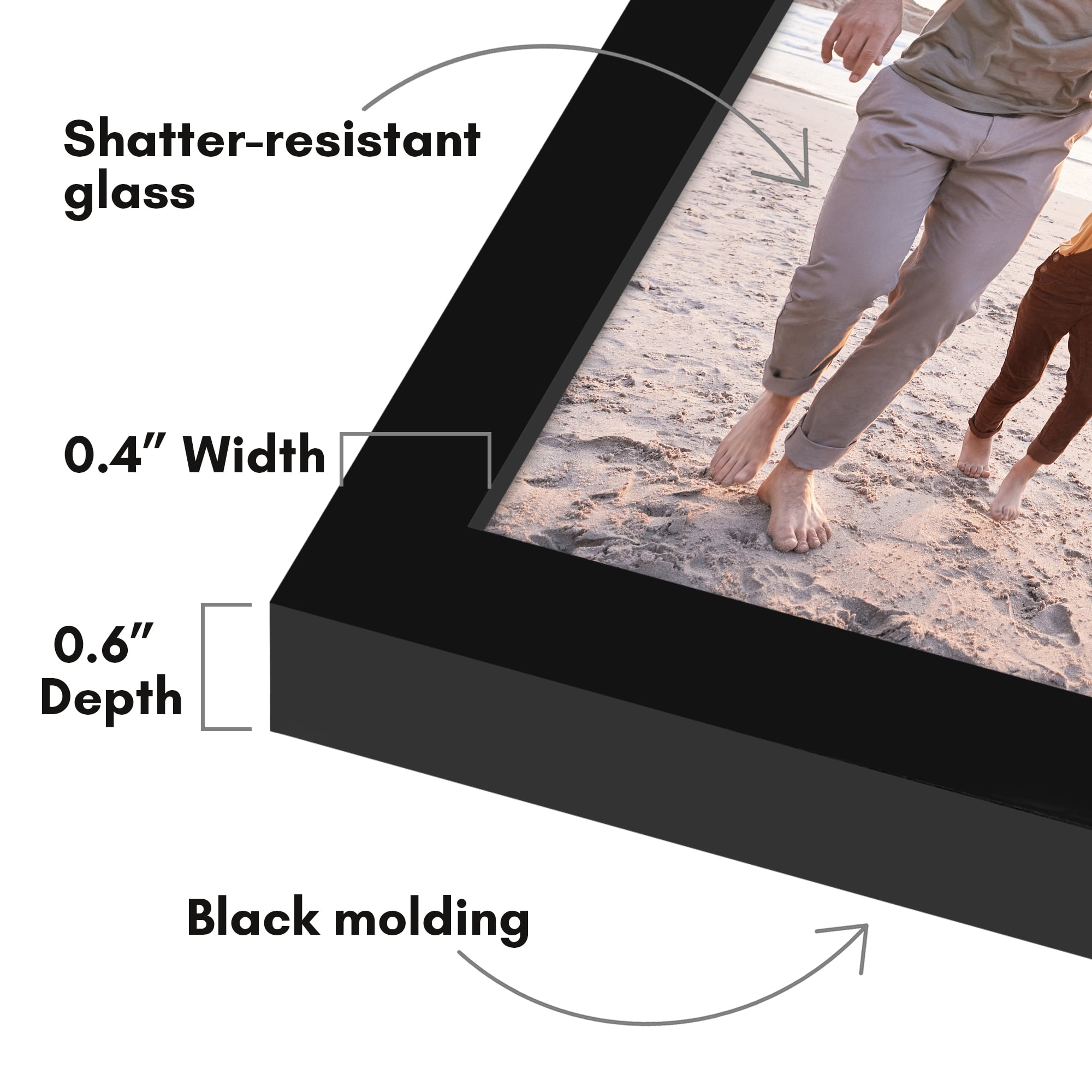 Americanflat 5x7 Picture Frame with Shatter-Resistant Glass Streamline Collection Thin Border Photo - Black