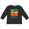 thumbnail image 3 of Inktastic Eat Sleep Muay Thai Repeat Boys or Girls Long Sleeve Toddler T-Shirt, 3 of 5