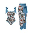 thumbnail image 2 of Traje de baño de una pieza de dos piezas con estampado fijo con cobertura conservadora de falda de cadera y traje de baño parcial,, 2 of 6