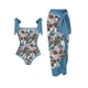 thumbnail image 2 of Traje de baño de una pieza de dos piezas con estampado fijo con cobertura conservadora de falda de cadera y traje de baño parcial,, 2 of 6