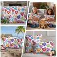 thumbnail image 5 of Colorful Love Heart Outdoor Waterproof Pillow Covers, Modern Art Blue Yellow Red Decorative Rectangle Throw Pillowcase Sofa Cushion Sham for Patio/Couch/Chair, 20"x12" 2 Pack, 5 of 8