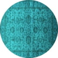 thumbnail image 1 of Ahgly Company Indoor Round Oriental Turquoise Blue Industrial Area Rugs, 3' Round, 1 of 4