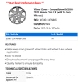 thumbnail image 2 of Wheel Cover - Compatible with 2006 - 2011 Honda Civic LX (with 16 Inch Wheels) 2007 2008 2009 2010, 2 of 2