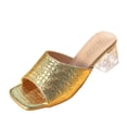 thumbnail image 2 of Roncen Women's Square Open Toe Heeled Mules Flip Flops Chunky Heels Slip On Sandals Block High Heel Fashion Wedding Dress Shoes, 2 of 9