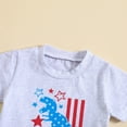 thumbnail image 5 of LNMQLPDBS Boys' Clothing Sets Independence Day Red White and Blue American Flag and Dinosaur Prints Short Sleeve Shirt & Elastic Waist Shorts 2pcs Outfits for 4th of July Cute Summer Sets, 5 of 6