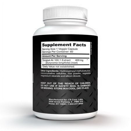 Tongkat Ali Extract - Premium Natural Testosterone Booster, Potent 400mg To Naturally Support Low T, Libido, Lean Muscle Mass, Overall Well-Being, 120 VCaps