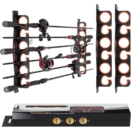 KastKing Fishing Rod Holder for Garage, Wall or Ceiling Mounted Fishing Rod Rack Storage Organizer, Fishing Pole Holder Holds 6 Rods