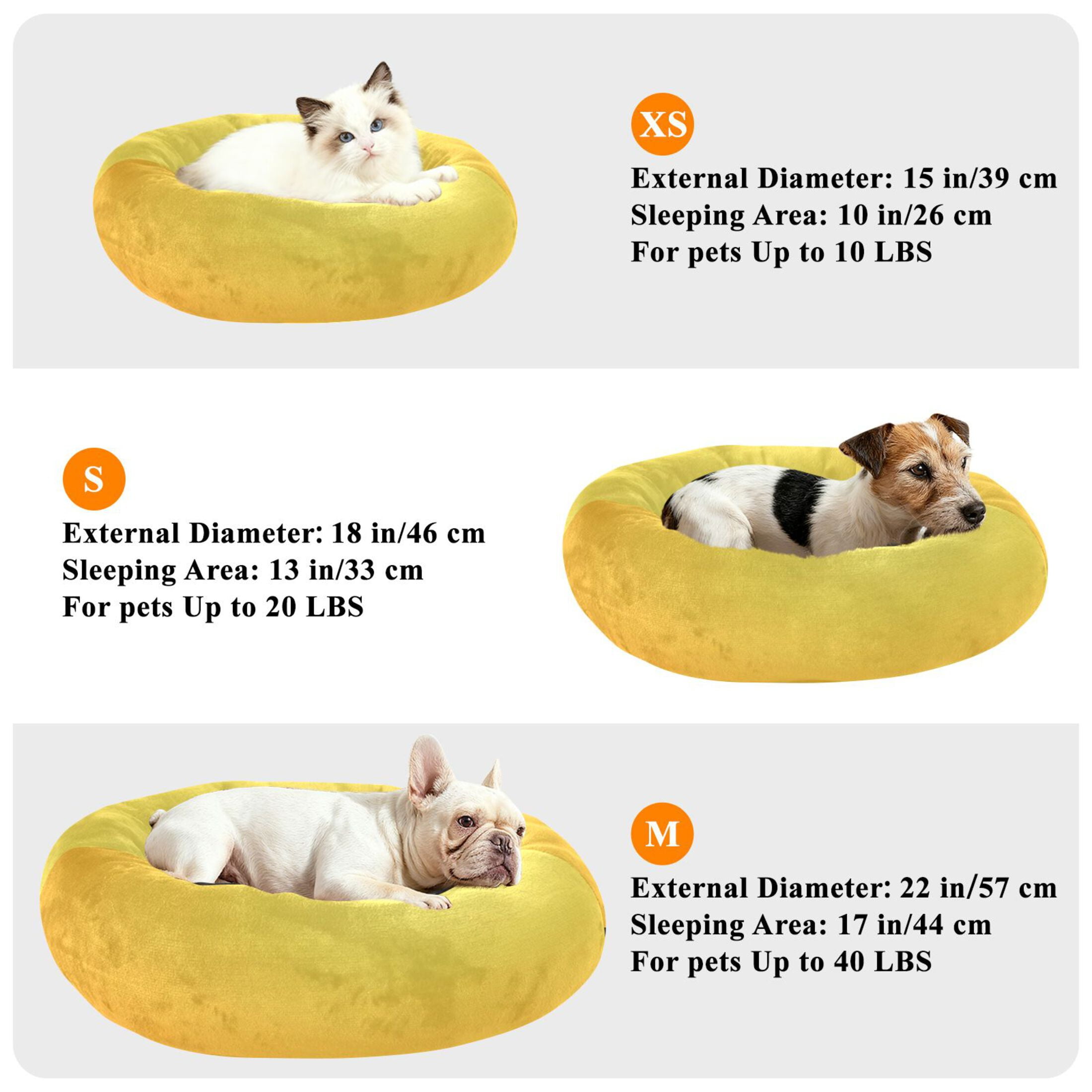 Iauyy Pet Couch Donut Cat Bed for Indoor Cats/Small Dogs Washable & Machine with Non-slip Bottom Calming Cat Furniture, Yellow Gradient (M)