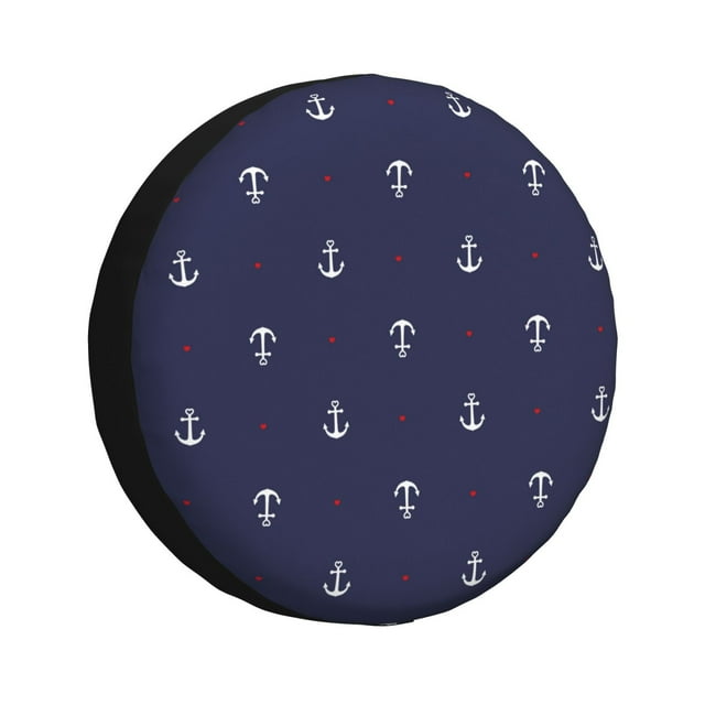 Bingfone Ancre Cœur Bleue pour Pneu de Rechange Protecteurs de Roues Universels Résistants aux Intempéries pour Remorque de Voyage RV SUV Camion-15 Pouces