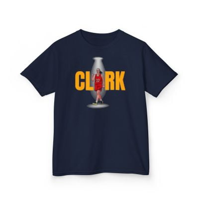 Caitlin Clark #22 Spot light Cartoon Women basketball Kids Heavy Cotton Tee-KBCC060B-Navy-XS